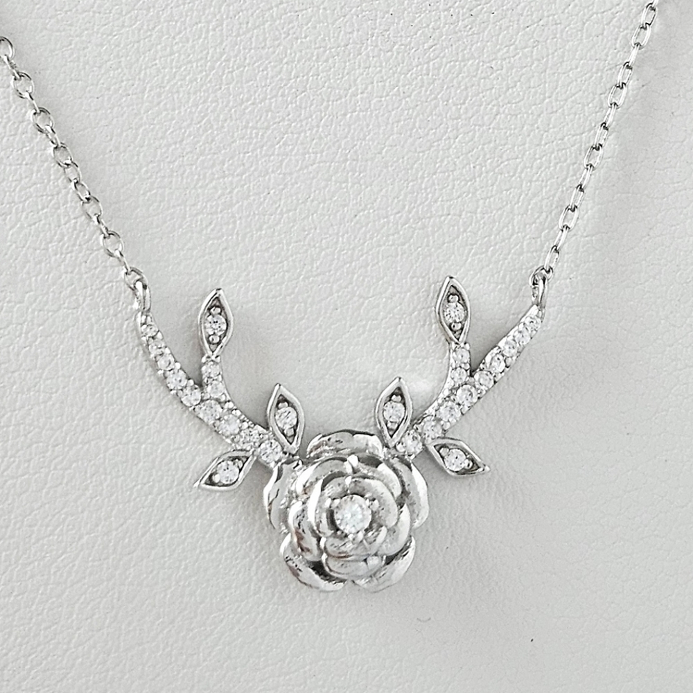 Wild Rose Necklace, 925 Sterling Silver, Vintage Charmed Aroma